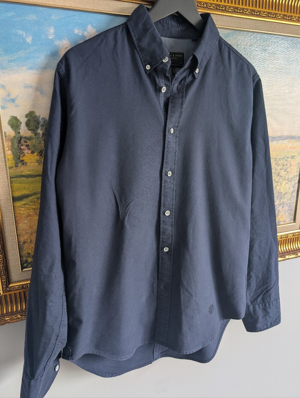 rag & bone Navy Oxford Button-Down Shirt